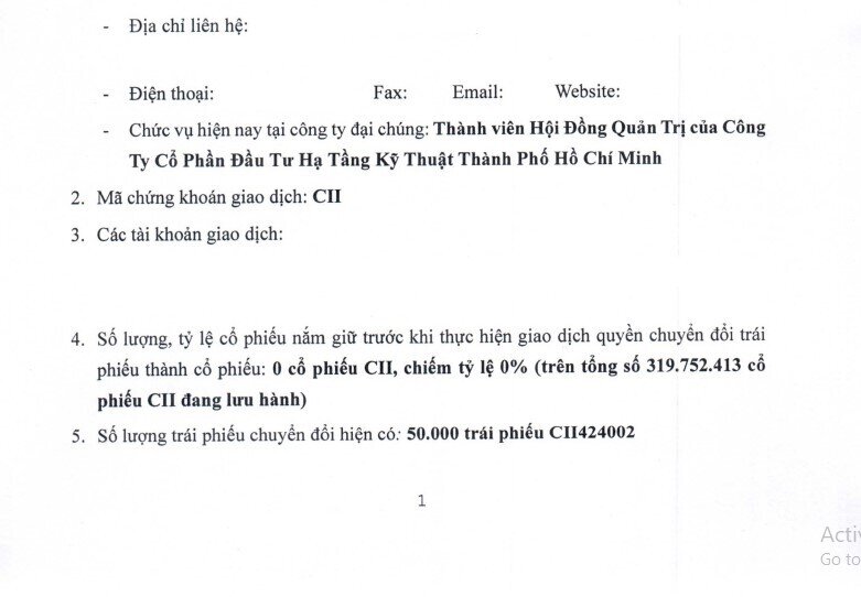 Hai lãnh đạo CII muốn chuyển đổi trái phiếu sang cổ phiếu