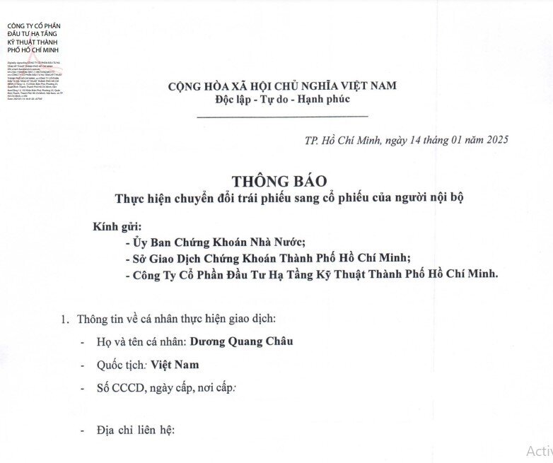 Hai lãnh đạo CII muốn chuyển đổi trái phiếu sang cổ phiếu