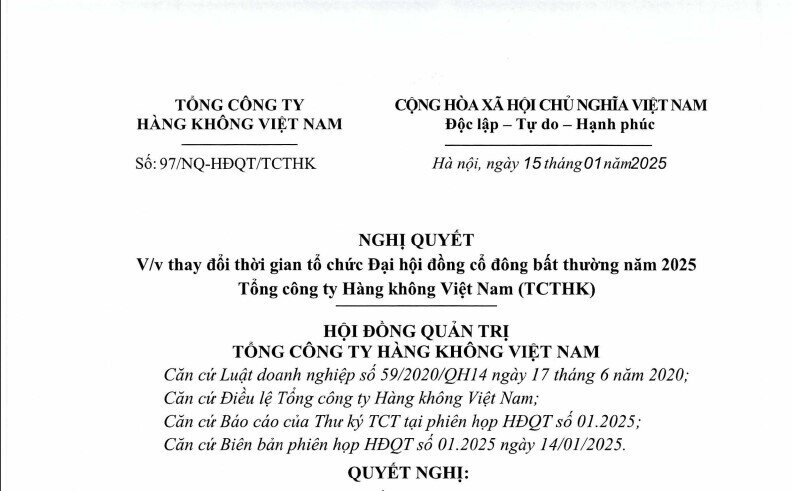 Vietnam Airlines lùi ngày tổ chức ĐHĐCĐ bất thường