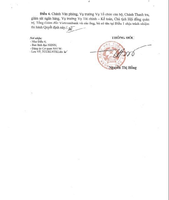 6 thành viên đại diện 80% vốn Nhà nước tại Vietcombank