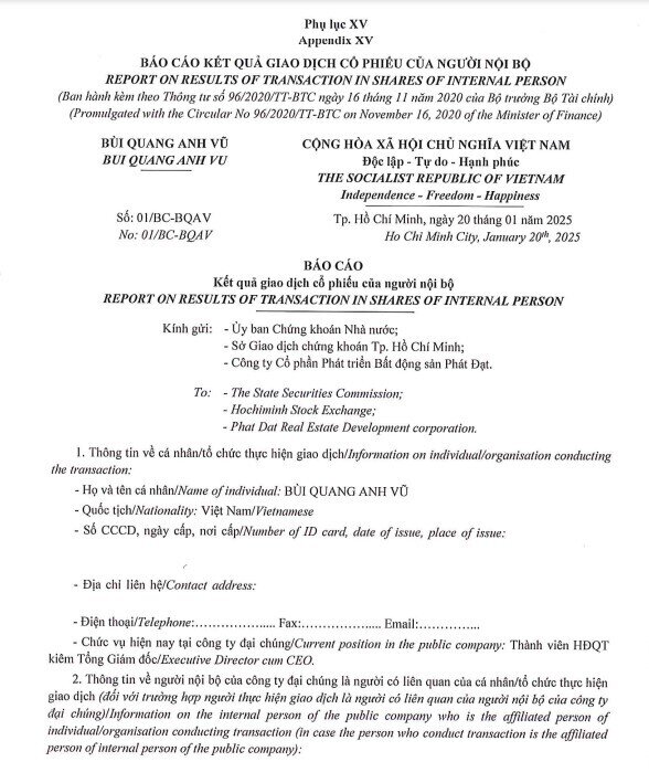 TGĐ Phát Đạt đã bán sạch cổ phiếu PDR