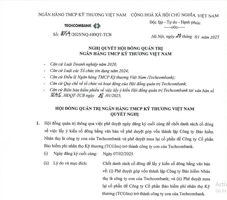 Techcombank của tỷ phú Hồ Hùng Anh sắp thành lập công ty bảo hiểm nhân thọ