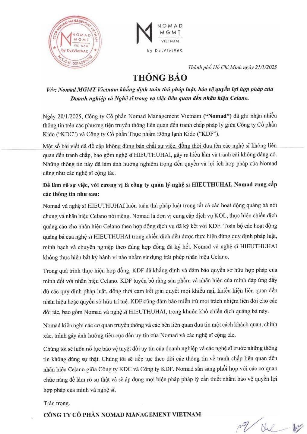 Công ty quản lý của Hieuthuhai lên tiếng sau thông tin bị cấm quảng cáo Celano