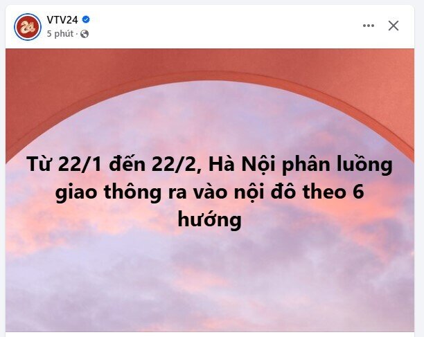 Từ 22/1 đến 22/2, Hà Nội phân luồng giao thông ra vào nội đô theo 6 hướng