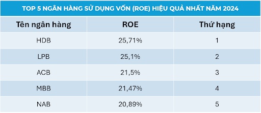 5 ngân hàng kinh doanh hiệu quả nhất năm 2024