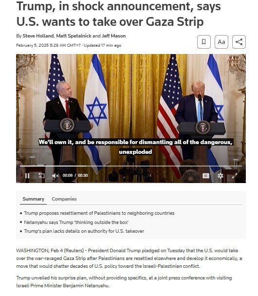 Ông Trump tuyên bố sốc: Mỹ sẽ tiếp quản Gaza