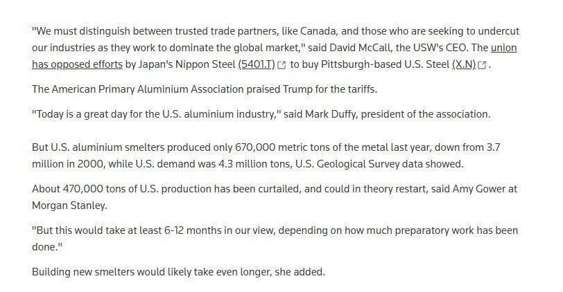Mỹ sẽ thiếu hụt nguồn cung nhôm, thép vì thuế quan
