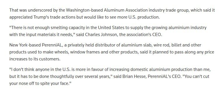 Mỹ sẽ thiếu hụt nguồn cung nhôm, thép vì thuế quan