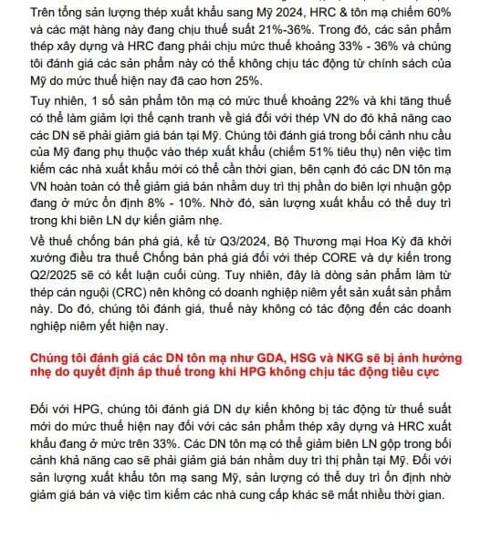 Mỹ áp thuế 25% lên thép: HPG 'miễn nhiễm' vì lý do bất ngờ, nhóm HSG, NKG và GDA thì không