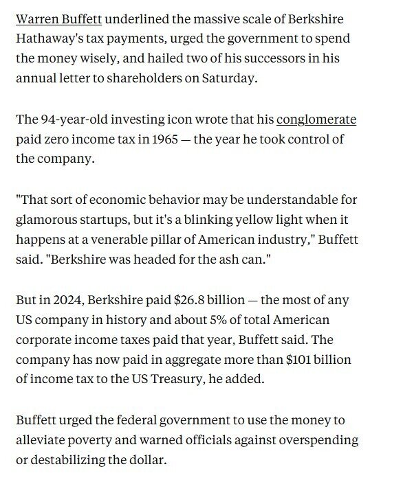 Sức mạnh tuổi 94 của Warren Buffett: Berkshine Hathaway đã nộp tổng cộng 101 tỷ USD tiền thuế, cảnh báo chính phủ không được chi tiêu hoang phí