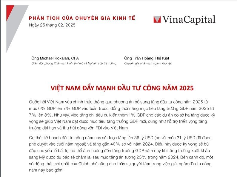 Chuyên gia VinaCapital chỉ ra yếu tố có thể đóng góp 2 điểm phần trăm vào tăng trưởng GDP Việt Nam năm 2025