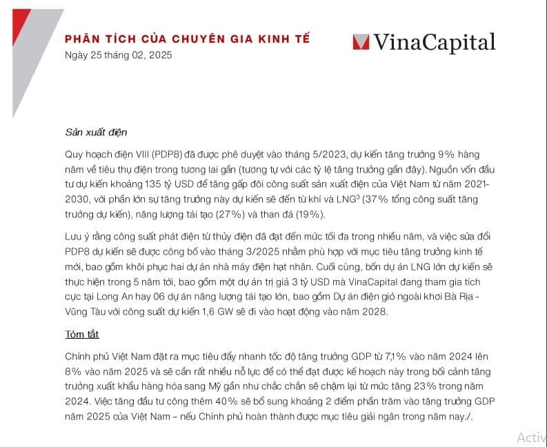 Chuyên gia VinaCapital chỉ ra yếu tố có thể đóng góp 2 điểm phần trăm vào tăng trưởng GDP Việt Nam năm 2025