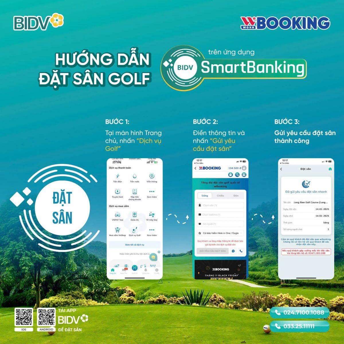 wGroup hợp tác với Ngân hàng BIDV, cung cấp dịch vụ đặt sân golf trên ứng dụng BIDV Smartbanking