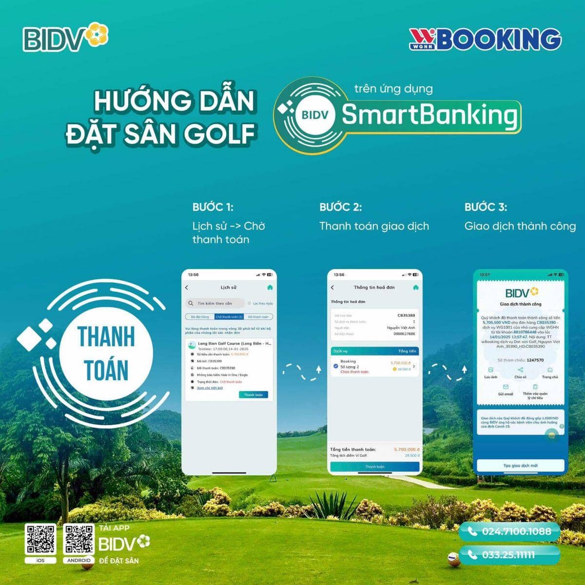 wGroup hợp tác với Ngân hàng BIDV, cung cấp dịch vụ đặt sân golf trên ứng dụng BIDV Smartbanking