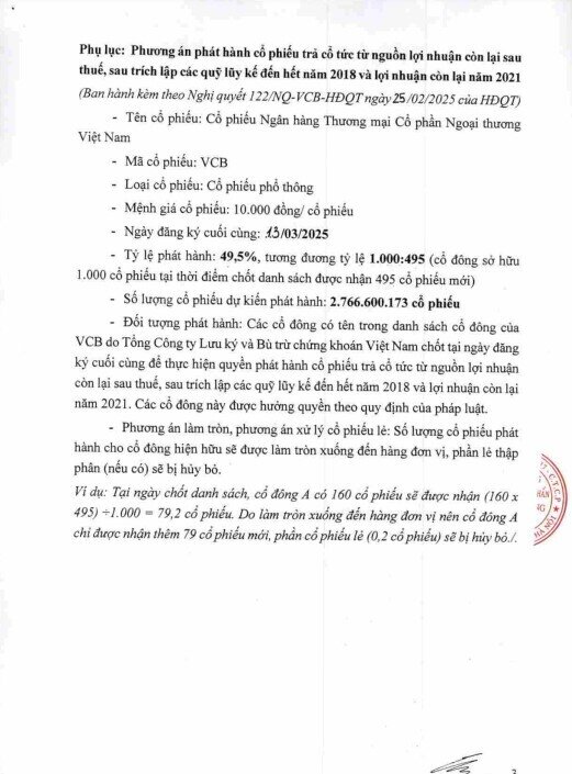 VCB sắp chia cổ tức bằng cổ phiếu cao kỷ lục, đưa vốn điều lệ lên top 1 ngành ngân hàng