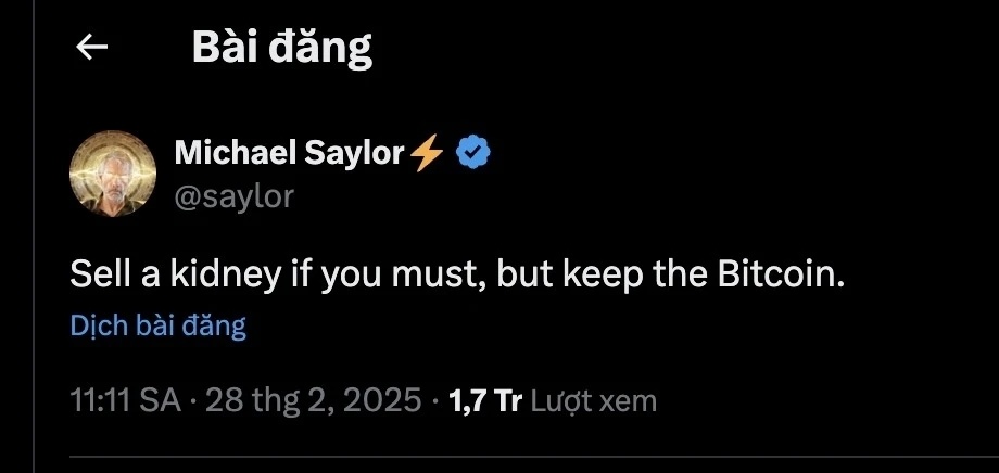 Tỷ phú Michael Saylor: Bán thận cũng được nhưng hãy giữ Bitcoin