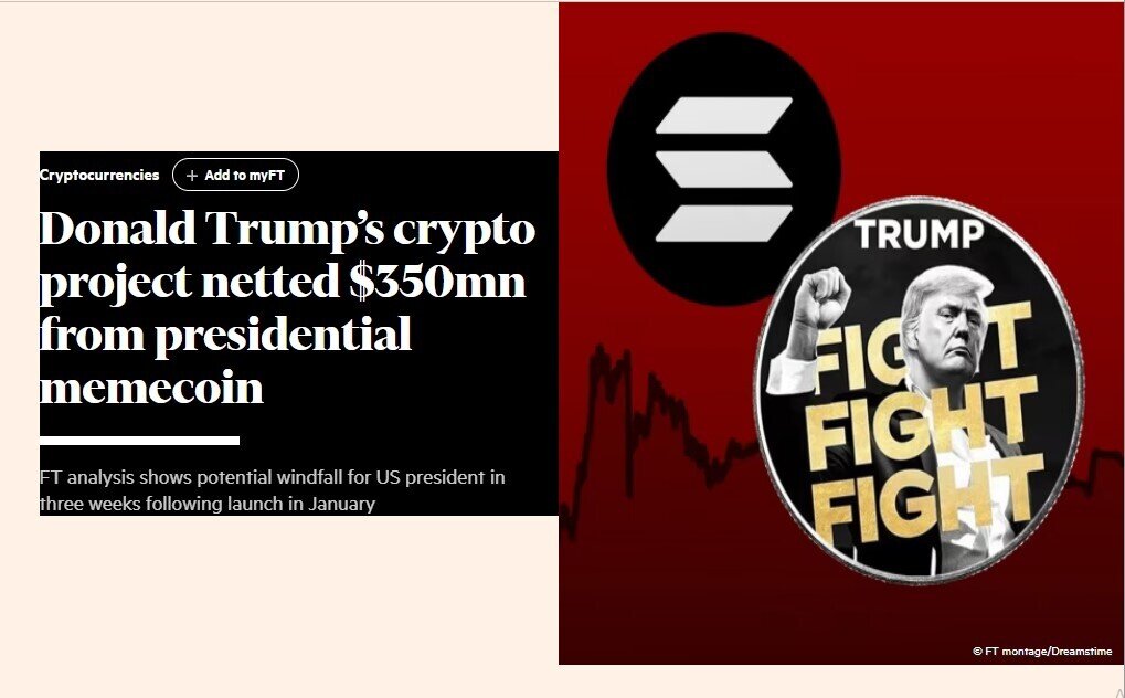Dự án memecoin $TRUMP thu về 350 triệu USD trong khi nhà đầu tư 'cháy túi' vì mức giảm 82%