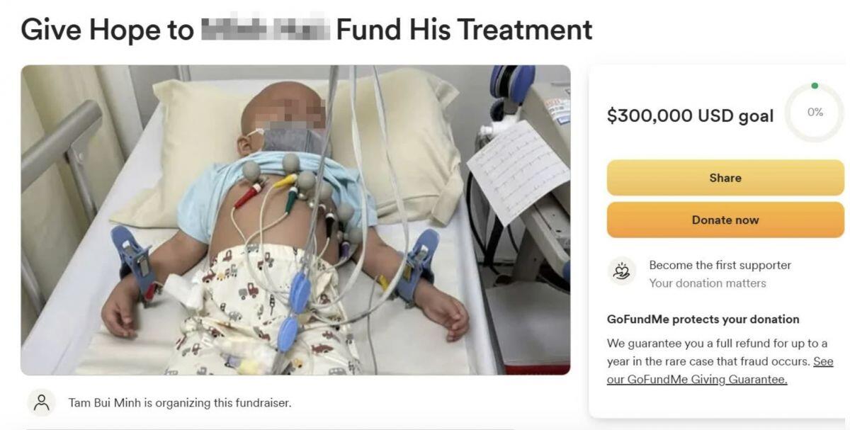 Chiến dịch quyên góp mới cho bé Bắp được khởi xướng trên GoFundMe gây xôn xao