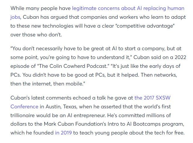 Tỷ phú Mark Cuban cảnh báo: Doanh nghiệp nào không ứng dụng AI đều sẽ phá sản