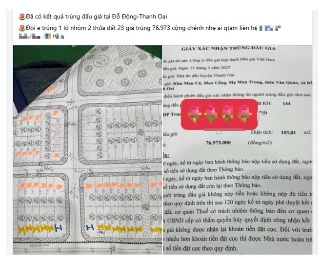 Vừa rời "sàn" đấu giá đất Thanh Oai, "cò mồi" đã rao bán chênh lên đến cả tỷ đồng/lô