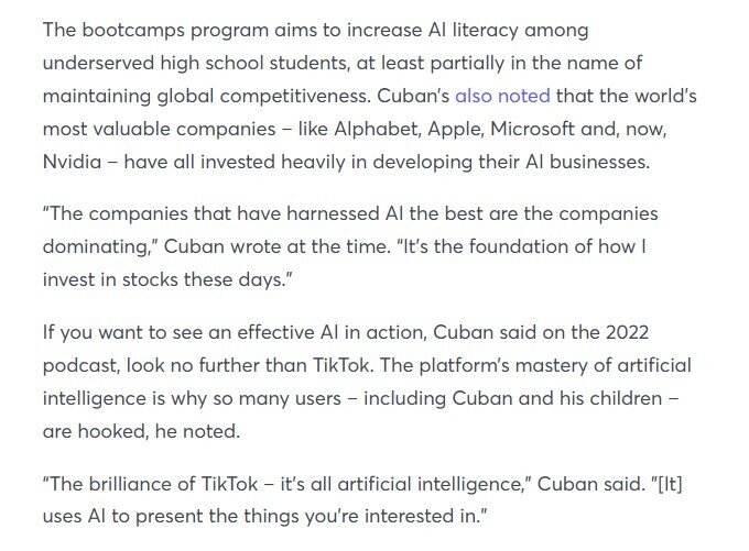 Tỷ phú Mark Cuban cảnh báo: Doanh nghiệp nào không ứng dụng AI đều sẽ phá sản