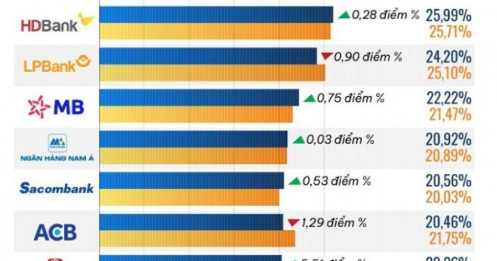 10 ngân hàng có ROE cao nhất quý 1