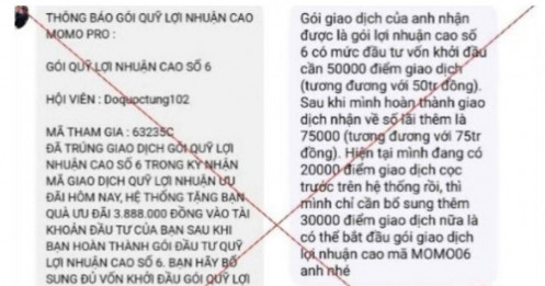 Cảnh báo thủ đoạn lừa đảo khi tham gia đầu tư qua ứng dụng Momo Pro giả mạo