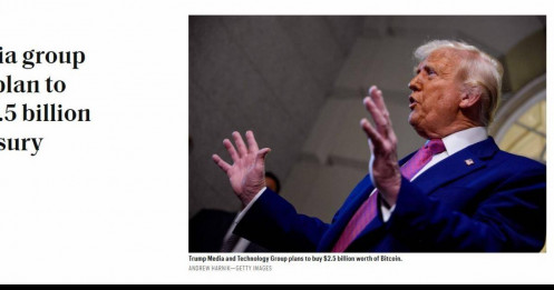 Trump Media công bố sẽ phát hành cổ phiếu và vay nợ để lập quỹ dự trữ bitcoin 2,5 tỷ USD