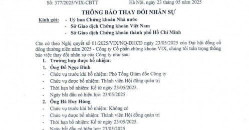 Biến động nhân sự tại Chứng khoán VIX