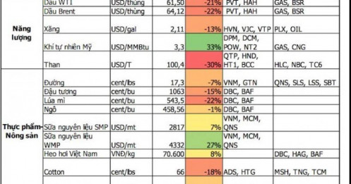 Cổ phiếu nào sẽ hưởng lợi khi giá hàng hóa thay đổi?