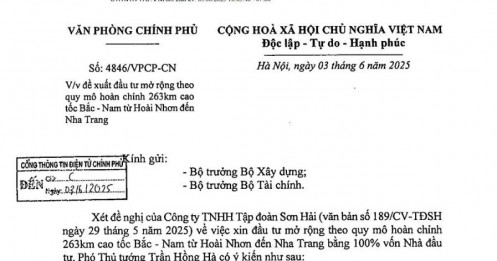 Chỉ 5 ngày sau đề xuất của Tập đoàn Sơn Hải về việc mở rộng 263km cao tốc Bắc – Nam, Văn phòng Chính phủ chính thức có phản hồi