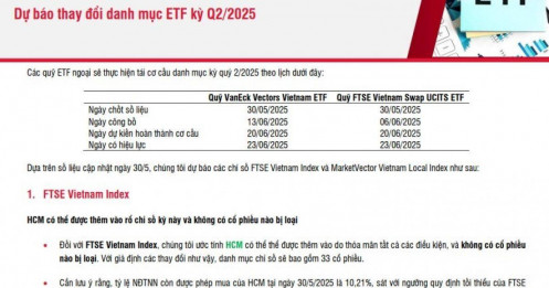 2 quỹ ETF sẽ mua mạnh những cổ phiếu nào trong kỳ cơ cấu sắp diễn ra?