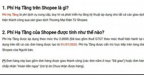 Shopee bất ngờ thu phí hạ tầng 3.000 đồng mỗi đơn hàng từ 1-7