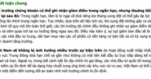 Xung đột tại Trung Đông sẽ tác động thế nào tới TTCK Việt?