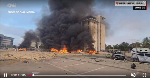 Tên lửa Iran đánh xuống thành phố Israel ngày thứ hai liên tiếp