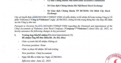 Vinhomes bổ nhiệm Giám đốc Tài chính