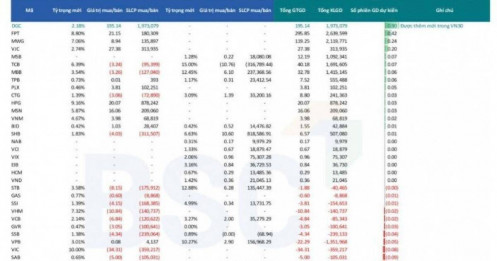 DGC, FPT, MWG được gom mạnh trong quý 2, một mã ngân hàng bị ‘xả’ gần 11 triệu cp