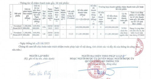 Novaland tiếp tục ‘khất nợ’ hơn 861 tỷ đồng gốc, lãi trái phiếu