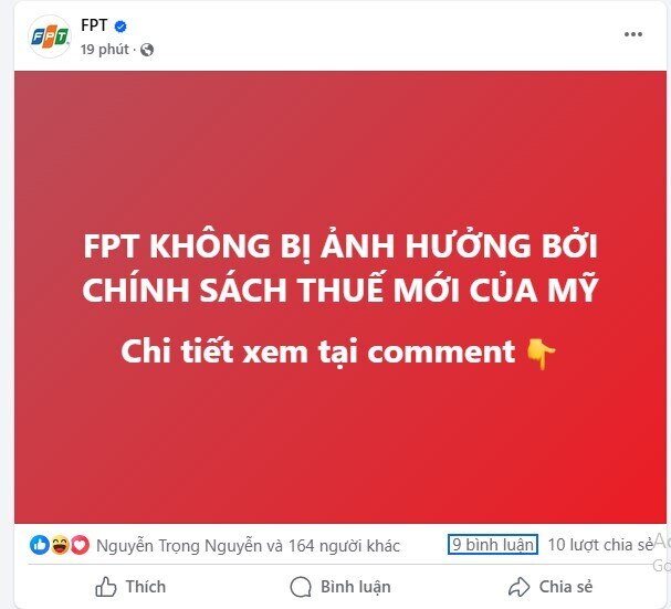 FPT khẳng định không bị ảnh hưởng bởi chính sách thuế mới từ Mỹ