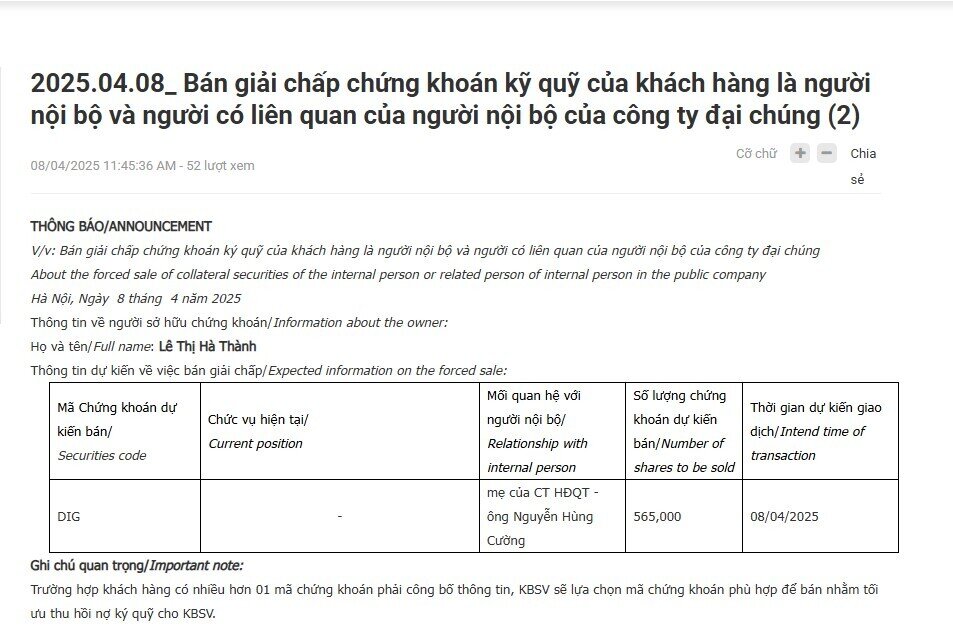 Chủ tịch đầu tiên bị giải chấp tài khoản trong làn sóng bán tháo