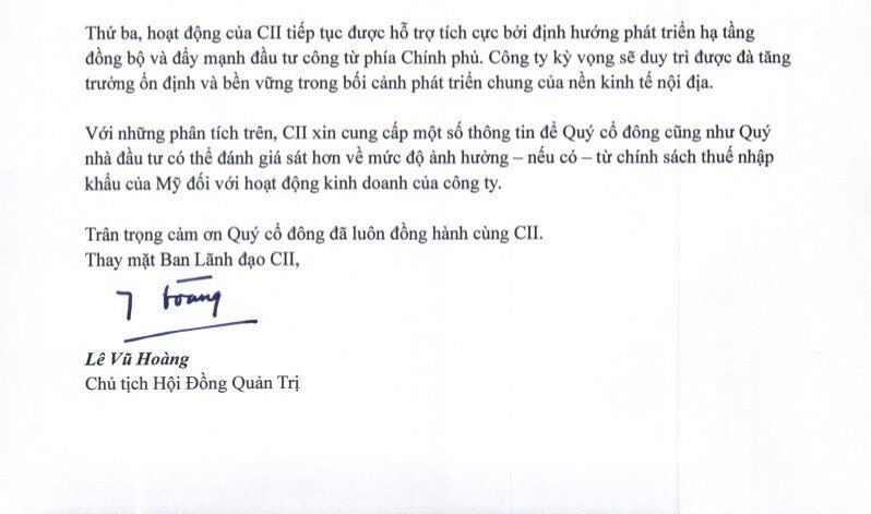 CII lên tiếng trấn an cổ đông khi cổ phiếu giảm mạnh