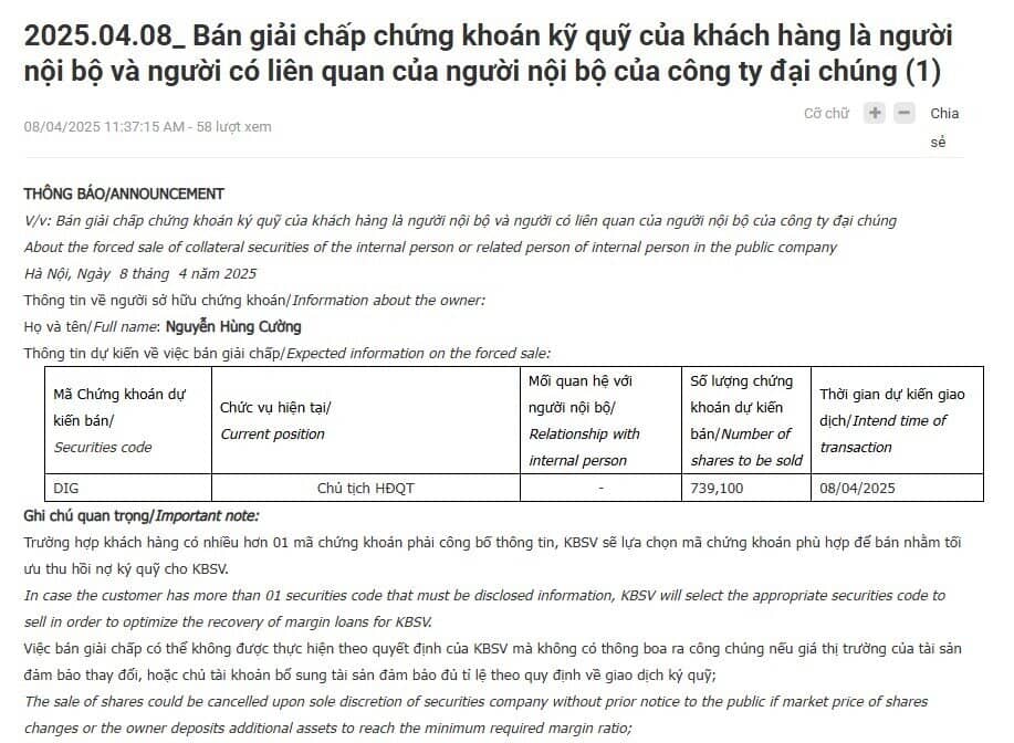 Chủ tịch đầu tiên bị giải chấp tài khoản trong làn sóng bán tháo