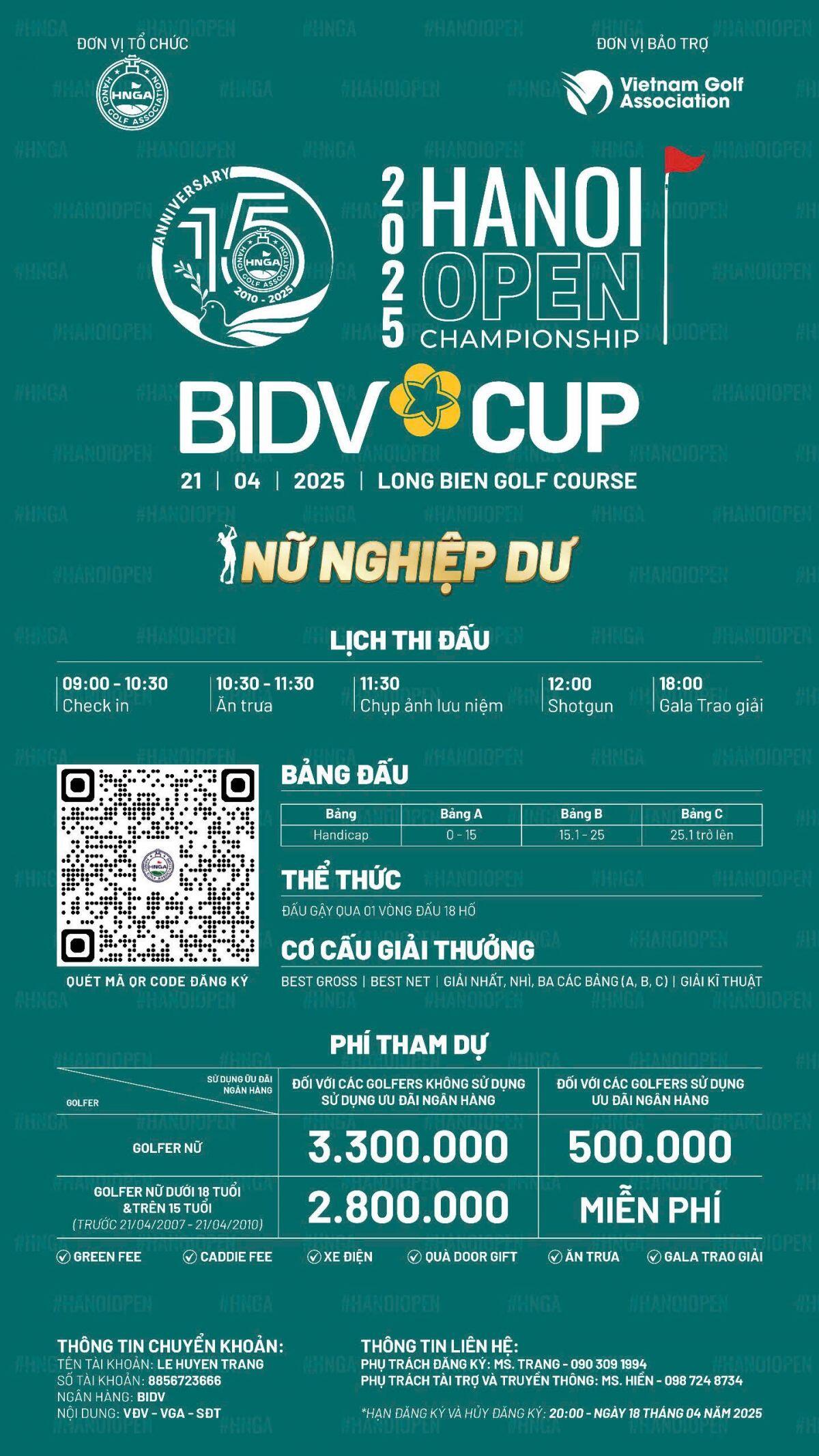 Hơn 600 golfer sẽ tranh tài tại giải Hanoi Open Championship 2025 – BIDV Cup