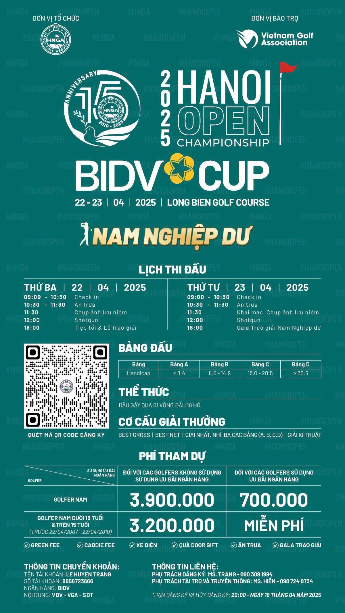 Hơn 600 golfer sẽ tranh tài tại giải Hanoi Open Championship 2025 – BIDV Cup