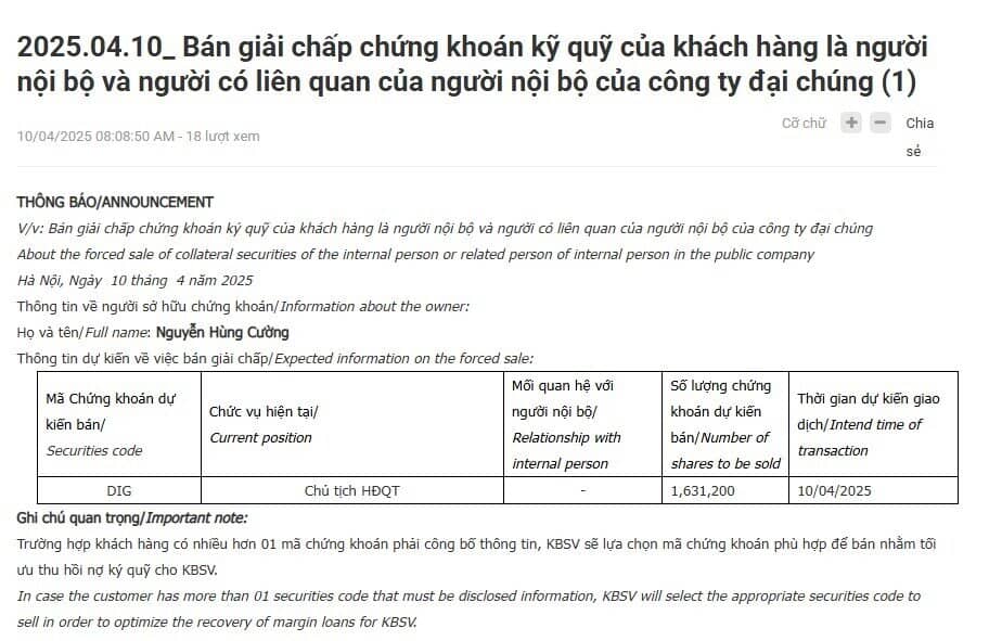 Cổ phiếu bật tăng kịch trần, mẹ con Chủ tịch DIC Corp vẫn bị “call margin”