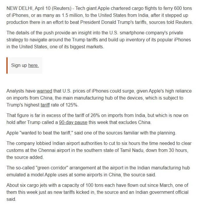 Apple vừa chuyển 600 tấn iPhone, tương đương 1,5 triệu thiết bị về Mỹ, mọi khâu thực hiện đều thần tốc không tưởng