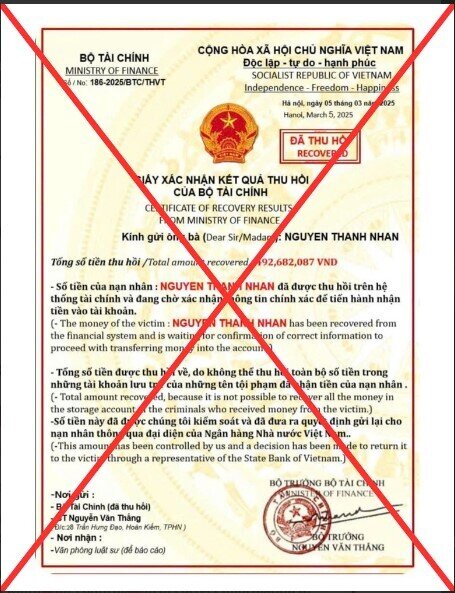 Cảnh báo giả mạo Bộ tài chính để lừa đảo