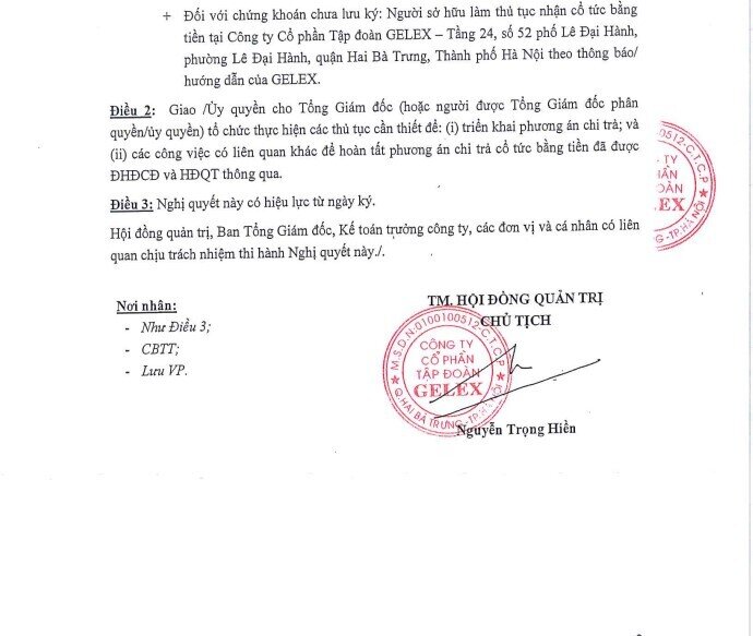 Gelex sắp chi 429 tỷ đồng trả cổ tức bằng tiền mặt