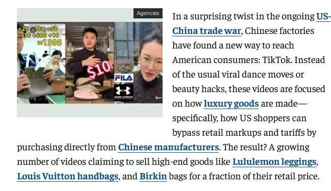 Trung Quốc phản đòn bằng 'cú tát' vào hàng xa xỉ: Bán túi Hermès, quần áo LV ngay trên TikTok