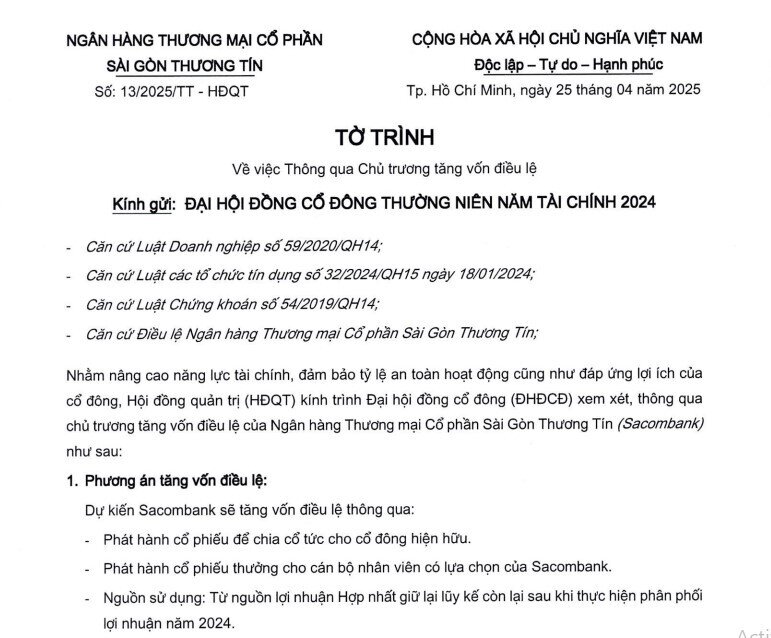 STB bất ngờ bổ sung phương án chia cổ tức và phát hành cổ phiếu thưởng